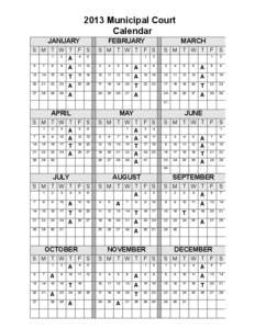 2013 Municipal Court Calendar JANUARY
