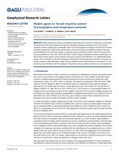 PUBLICATIONS Geophysical Research Letters RESEARCH LETTER2014GL062018 Key Points: • Model agreement on changes in