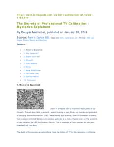 The Secrets of Professional TV Calibration : Mysteries Explained