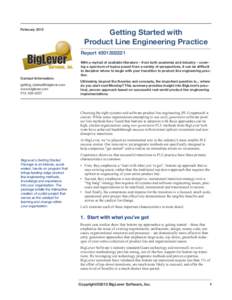 FebruaryGetting Started with Product Line Engineering Practice Report #