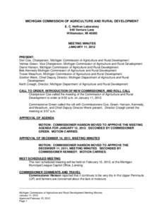 MICHIGAN COMMISSION OF AGRICULTURE AND RURAL DEVELOPMENT E. C. Heffron Laboratory 940 Venture Lane Williamston, MI[removed]MEETING MINUTES