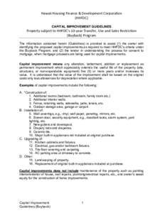 Hawaii Housing Finance & Development Corporation  (HHFDC)    CAPITAL IMPROVEMENT GUIDELINES  Property subject to HHFDC’s 10‐year Transfer, Use and Sales Restriction  