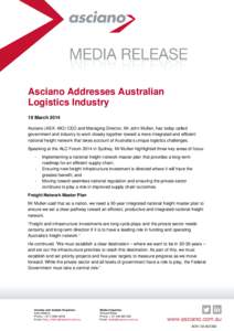 Infrastructure / Australian Securities Exchange / Oceania / Australia / Asciano Limited / Economy of Australia / Pacific National