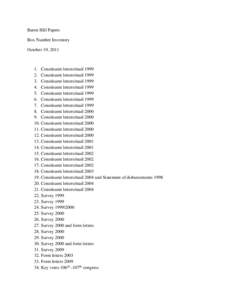 Baron Hill Papers Box Number Inventory October 19, [removed]Constituent letters/mail[removed]Constituent letters/mail 1999