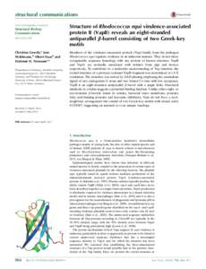 Structure of Rhodococcus equi virulence-associated protein B (VapB) reveals an eight-stranded antiparallel [beta]-barrel consisting of two Greek-key motifs