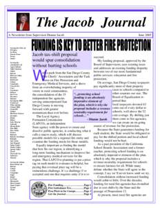 The Jacob Journal A Newsletter from Supervisor Dianne Jacob Serving the Cities of: El Cajon La Mesa