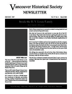 V  ancouver Historical Society NEWSLETTER  ISSN[removed]