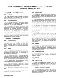 THE LOUISIANA STATE BOARD OF ARCHITECTURAL EXAMINERS RULES (As amended July, 2014) §305. Chapter 1. General Provisions §101.