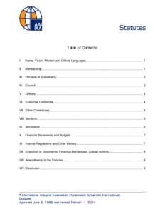 Statutes Table of Contents
