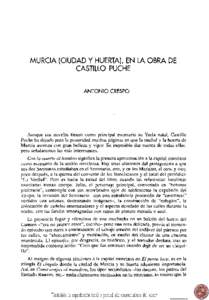 MURCIA (CIUDAD Y HUERTA), EN LA OBRA DE CASTILLO PUCHE ANTONIO CRESPO