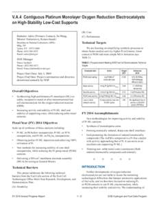 Contiguous Platinum Monolayer Oxygen Reduction Electrocatalysts on High-Stability Low-Cost Supports - DOE Hydrogen and Fuel Cells Program FY 2014 Annual Progress Report