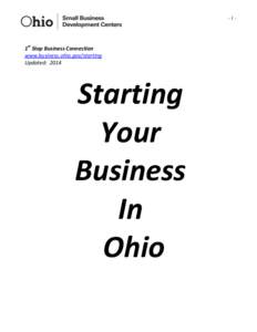 -1-  1st Stop Business Connection www.business.ohio.gov/starting Updated: 2014