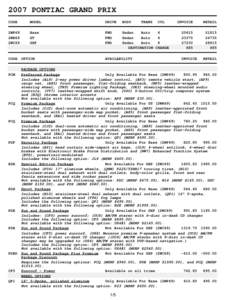 2007 PONTIAC GRAND PRIX CODE MODEL  DRIVE