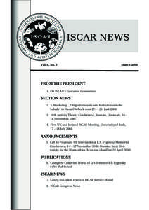 ISCAR NEWS Vol. 6, No. 2 March[removed]FROM THE PRESIDENT