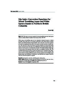 Silva Fennica[removed]research articles  Site Index Conversion Equations for Mixed Trembling Aspen and White Spruce Stands in Northern British Columbia