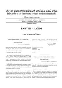 Êòé Èâ¨å Àò°åºå¾àº¨ èò ÌÄå°Éå¼û °¾Ç°ïÆà ªæÌ ÀºòÆ The Gazette of the Democratic Socialist Republic of Sri Lanka ¡ºø ïÊË  EXTRAORDINARY