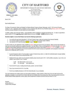 CITY OF HARTFORD DEPARTMENT OF HEALTH AND HUMAN SERVICES 131 Coventry Street Hartford, Connecticut[removed]Ph: ([removed]Fax: ([removed]