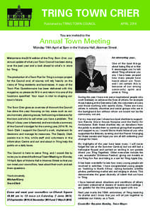 TRING TOWN CRIER Published by TRING TOWN COUNCIL APRIL[removed]You are invited to the