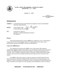 National Remedy Review Board Recommendations for the Cornell-Dubilier Electronics Superfund Site