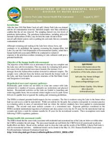 U TA H D E PA R T M E N T O F E N V I RO N M E N TA L Q U A L I T Y DIVISION OF WATER QUALITY Liberty Park Lake Human Health Risk Assessment  August 4, 2011