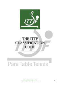 THE ITTF CLASSIFICATION CODE ___________________________________  ITTF PARA TABLE TENNIS DIVISION