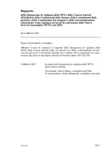 Documentazione Rapporti Delegazioni DVN Delegazione di vigilanza della NFTA Rapporto del 6 febbraio 2003