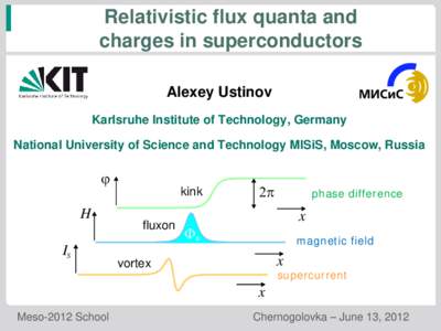 Relativistic flux quanta and charges in superconductors Alexey Ustinov Karlsruhe Institute of Technology, Germany National University of Science and Technology MISiS, Moscow, Russia