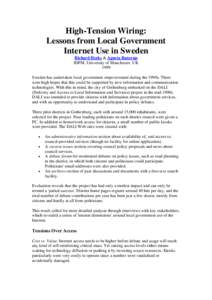 IDPM - High-Tension Wiring: Local Govt & the Internet in Sweden