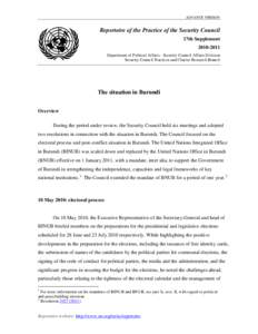ADVANCE VERSION  Repertoire of the Practice of the Security Council 17th Supplement[removed]Department of Political Affairs - Security Council Affairs Division