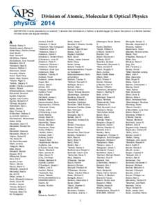 Division of Atomic, Molecular & Optical Physics  TM 2014