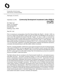 Community Development Investment Letter[removed]