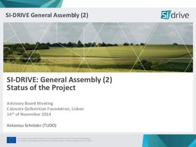 SI-DRIVE General Assembly (2)  SI-DRIVE: General Assembly (2) Status of the Project Advisory Board Meeting Calouste Gulbenkian Foundation, Lisbon