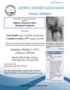 SEPTEMBERHURON SHORES GENOGRAM Oscoda, Michigan Huron Shores Genealogical Society presents