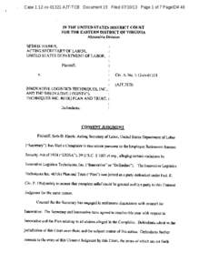 Case 1:12-cv[removed]AJT-TCB Document 15 Filed[removed]Page 1 of 7 PageID# 46  IN THE UNITED STATES DISTRICT COURT FOR THE EASTERN DISTRICT OF VIRGINIA Alexandria Division
