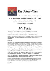 The Scheyvillian Prepared on behalf of the OTU Association National Committee OTU Association National Newsletter, No[removed]Officer Training Unit, Scheyville NSW[removed]