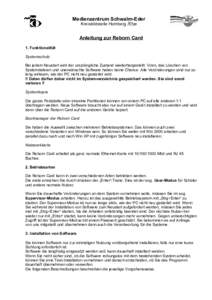 Medienzentrum Schwalm-Eder Kreisbildstelle Homberg /Efze Anleitung zur Reborn Card 1. Funktionalität Systemschutz
