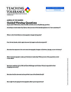 TEACH I NG TOLERANCE MIDDLE & UPPER GRADES ACTIVITY K[removed][removed]