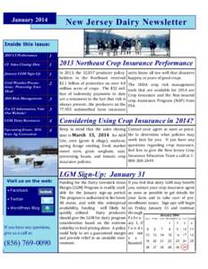 January[removed]New Jersey Dairy Newsletter Inside this issue: 2013 CI Performance