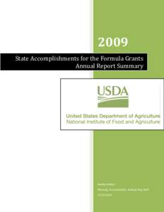 2009 State Accomplishments for the Formula Grants Annual Report Summary Katelyn Sellers Planning, Accountability, & Reporting Staff