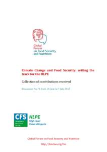 GLOBAL FORUM ON FOOD SECURITY AND NUTRITION