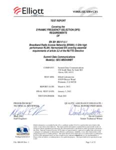 TEST REPORT Covering the DYNAMIC FREQUENCY SELECTION (DFS) REQUIREMENTS OF EN[removed]V1.5.1