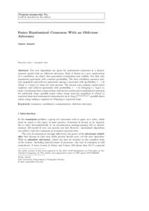 Analysis of algorithms / Probabilistic complexity theory / Consensus / Randomized algorithm / Time complexity / SL / Iterated logarithm / Theoretical computer science / Computational complexity theory / Applied mathematics