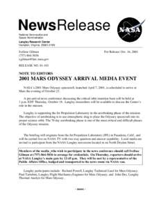 NewsRelease National Aeronautics and Space Administration Langley Research Center Hampton, Virginia[removed]