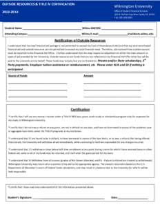 OUTSIDE RESOURCES & TITLE IV CERTIFICATION Loan Change Request Form[removed]