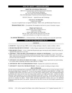 SOCAD ARMY CAREER DEGREE ARMY OCCUPATIONAL SPECIALTY CMF[removed]Communications and Information Systems Operation 25C (31C) Radio Operator-Maintainer 25L (31L) Cable System Installer-Maintainer 25Q (31R) Multichannel Tran