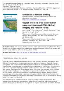 This article was downloaded by: [Montana State University Bozeman], [John A. Long] On: 25 August 2013, At: 15:04 Publisher: Taylor & Francis Informa Ltd Registered in England and Wales Registered Number: Register