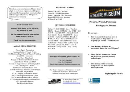 More than a pure entertainment, Theatre shines a light on our human experience and helps us understand the bigger picture: our relationships with their joys and sorrows. It helps us to understand our humanity.