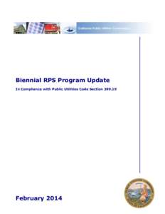 Biennial RPS Program Update In Compliance with Public Utilities Code SectionFebruary 2014  Table of Contents