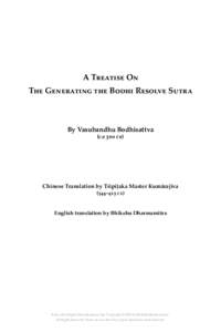 A Treatise On The Generating the Bodhi Resolve Sutra By Vasubandhu Bodhisattva (ca 300 ce)