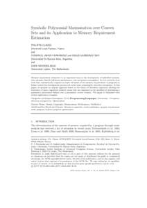 Symbolic Polynomial Maximization over Convex Sets and its Application to Memory Requirement Estimation PHILIPPE CLAUSS Universit´e Louis Pasteur, France and